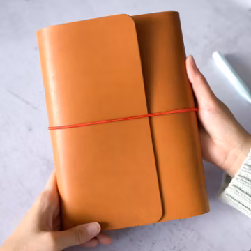 A5 Trifold Leather Traveler’s Notebook Cover | 6 Colors | Elastic Band Closure | Fits A5 Refills