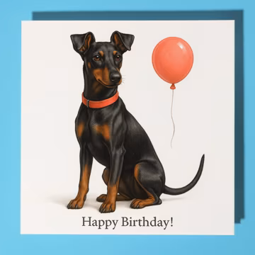 Manchester Terrier Birthday Card – Unique Dog Breed Greeting Card - Personalised Front & Inside