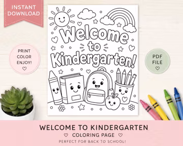 Welcome to Kindergarten Coloring Sheet Printable coloring page