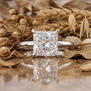 2ct princess cut solitaire engagement ring, knife edge 2.2mm band