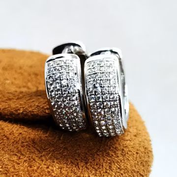 14K White Gold Plated Huggie Hoop Earrings, 0.20 CT Round Moissanite, 925 Sterling Silver Unisex Earrings, Unisex Gift