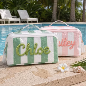 Personalized Makeup Bag, Waterproof Cosmetic Pouch, Custom Name Travel Toiletry Bag,Bridesmaid Gifts