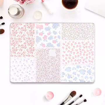 Aesthetic Macbook case Coquette Macbook Pro 13 inch Air 13 15 M2 M3 Macbook Pro 14 16 Cute pink blue flowers Floral patchwork Quilted case