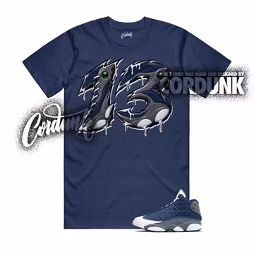 13 Flint Navy Grey University Blue White 2026 Spizike T Shirt Match 13SNKR