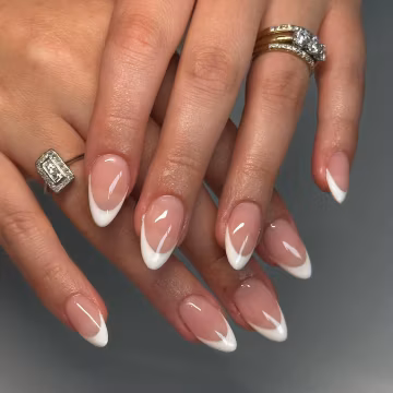 Handmade White French Tips Press On Nails - Reusable Manicure Fingernails - Fake Nails - Glue on Nails - Wedding Nails