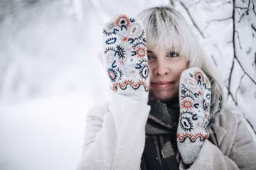 Wool Mittens with Tree of Life Hand Embroidery