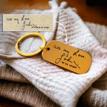 Handwriting Engraved Keyring Personalised Memorial – Kids Writing Keepsake for Mum, Dad, Mummy, Nanna, Grandad – Photo Gift, Remembrance