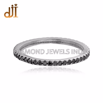 Handmade Oxidized 925 Silver Black Diamond Eternity Band Ring