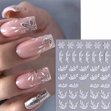 Nail Art Stickers Transfers Decals Spring Summer Glitter Flowers Floral Petals (SWA42S)