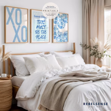 Light Blue Print Set Of 3: Disco Ball Dorm Room Wall Art (Digital Download)