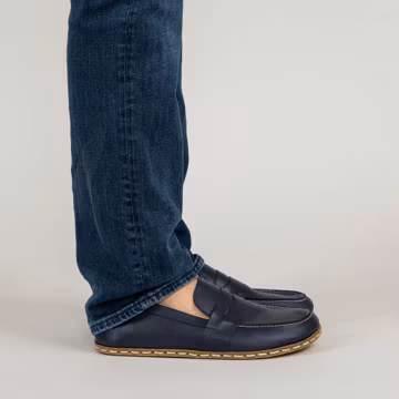Mens Penny Shoes, Mens Barefoot Shoes, Blue Handmade Shoes, Leather Grounding Shoes, Earthing Men Flat Shoes, Minimalist Shoes, Gift For Him