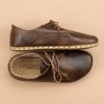 Oxford Barefoot Women Classic Yemeni Shoes Dark Brown Leather Handmade, Natural, Colorful, Slip-On