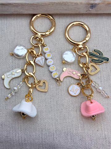 Bride Personalized Cowgirl Bag Charm Bridesmaid Western Wedding Purse Accessory