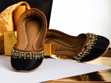 Black Bridal Shoes: Wedding Flats for Brides with Gold Sequins