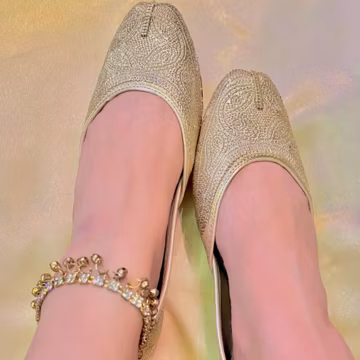 Tilla Work Ballet Flats: Handmade Wedding Jutis Mojari Khussa
