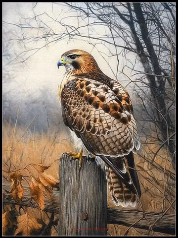 Red Tailed Hawk - Counted Cross Stitch Patterns - Printable Chart PDF Format Needlework Embroidery Crafts DIY DMC color