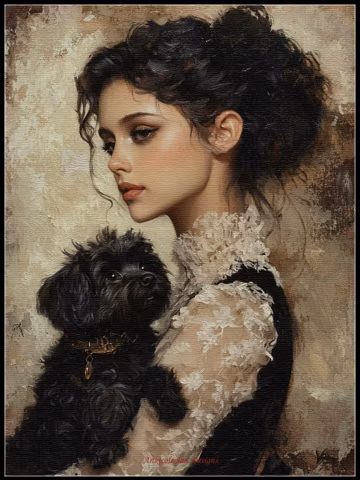 La Bella Vita with Pup - Counted Cross Stitch Patterns - Printable Chart PDF Format Needlework Embroidery Crafts DIY DMC color