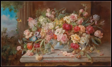Peonies in a Vase - Counted Cross Stitch Patterns - Printable Chart PDF Format Needlework Embroidery Crafts DIY DMC color