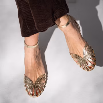 Gold Wedding Shoes, Leather Dress Shoes, Mary Jane Flats – Evening Ballet Shoes