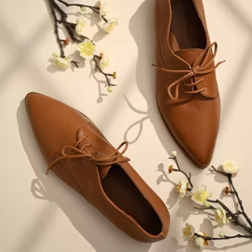 Handmade Brown Leather Oxford Shoes: Women's Flat Tie Shoes
