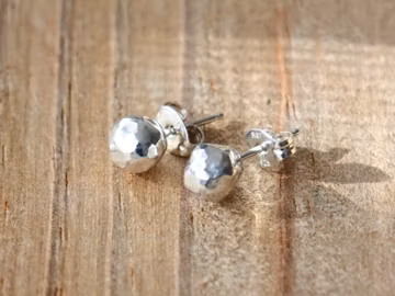 Hammered Silver Ball Stud Earrings, Minimalist Silver Stud Earrings, Dainty Stud, Nugget Ball Stud Earrings, Gift For Hear, Bridesmaids Gift