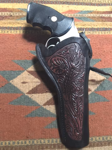 Western Leather Holster Fits Colt Python King Cobra S&W 586 686 66 19 10 Ruger GP100 Taurus Tracker 627 w/ Floral Scroll