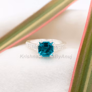 Paraiba Tourmaline Ring - 925 Solid Sterling Silver Ring - Handmade Ring - Prong Ring - Solitaire Ring - Dainty Silver Ring- Size 6 To 13 US