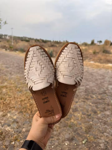Off White Leather Huarache Mules, Mexican Leather Sandals for Women, Artisan Handmade Shoes, Slip On Sandals, Gift for Her, Boho Sandals