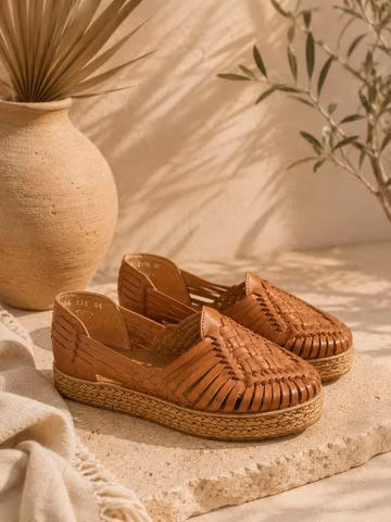 Tan Huarache Espadrilles, Mexican Leather Sandals for Women, Handmade Artisan Shoes, Woven Espadrille Sandals, Boho Shoes, Gift for Her