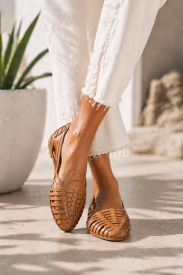 Handwoven Leather Huaraches, Mexican Artisan Sandals for Women, Soft Cushioned Slip On, Boho Sandals