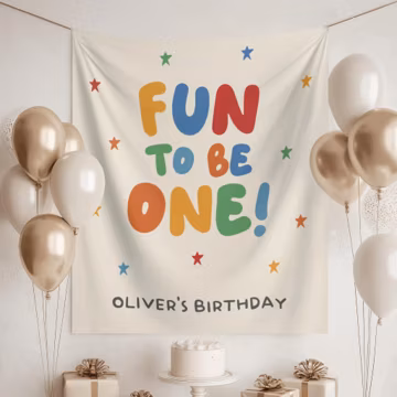 Fun to be One Birthday Backdrop Banner: One is Fun Theme Party Decor