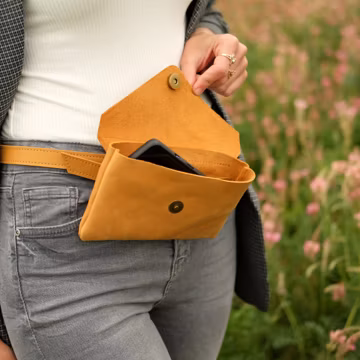 Leather Belt Bag Clutch for Woman, Small Fanny Pack, Phone Hip Pouch, Waist Bag with Removable Strap, Belt Loop Bag