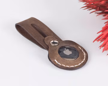 Personalized Leather AirTag Case: Full-Grain Leather Keychain