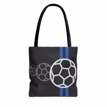 Soccer Tote Bag, Black and Blue