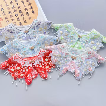 Multicolored Flower Embroidery Lace Collar Patch,Fake Collar Decorative Shawl Clothing Neck Applique