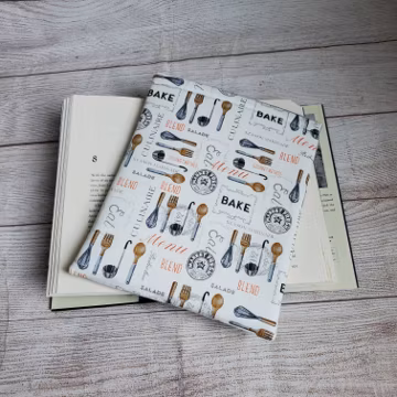 Padded book sleeve, padded tablet sleeve, book cover, culinary school gift, book protector, cookbook gift, reader gift, bookish, baker gift