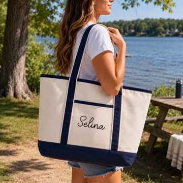 Personalized Canvas Tote Bag, Custom Name Tote, Monogram Beach Bag, Large Travel Tote, Teacher Tote Gift, Bridesmaid Bag