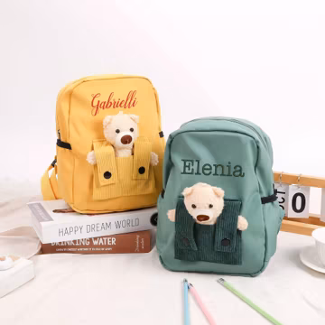 Teddy Bear Backpack Toddler backpack, Custom name backpack,Embroidered Name School Bag for Toddler,Children Backpack,Gift birthday child