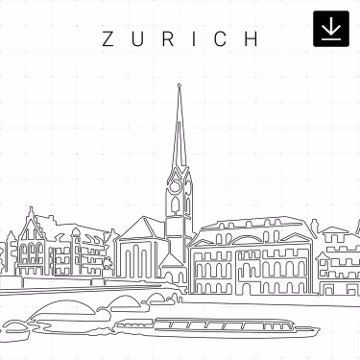 Zurich Printable Wall Art - Zurich Limmat River Single Line Art - Digital Download - 100% Hand-Drawn - Instant Download