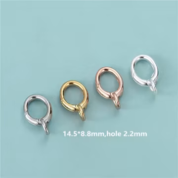 1PCS 925 Sterling Silver Clasp Solid 925 Silver Plated Gold Charm Clasp Oval Push Clasp Pendant Holder Necklace Bracelet Connector y300
