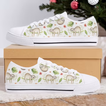 Sloth Lover Low Top Canvas Shoes