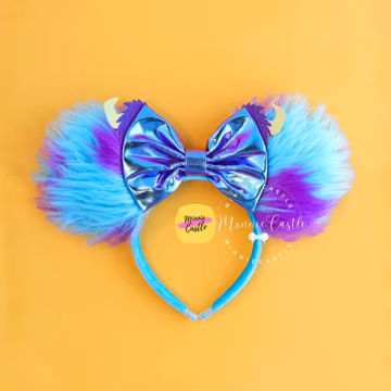 Fuzzy Monster Fur Mouse Ears | Blue Purple Cosplay Headband for Kids & Adults | Magical Theme Park Accessories