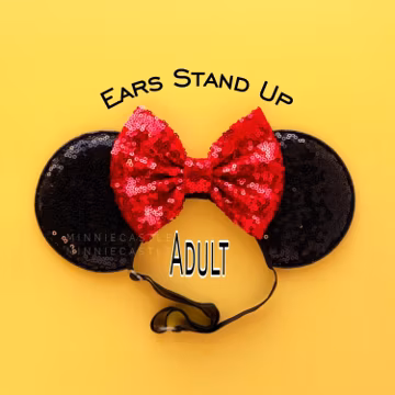 Minnie ears, Women adults Minnie Ears with elastic headband, Mickey Ears, Mickey ears with stretch band, No headache headband, Black and Red