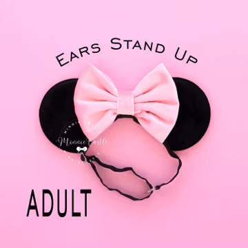 Pink Mickey Ears, Adult Mickey Ears, Women Mouse Ears, Mickey Ears, Minnie Ears, Mouse Ears with Elastic Headband, Pink Bow Black Ears