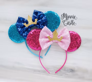 Aurora Sequin Mouse Ears, Princess Crown Mickeg Headband by Minnie Castle