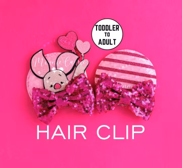 Pink Pig Mickey Ears, Mickey Ears Hair Clips, Minnie Ears, Honey Pooh Bear Mickey Ears, Mickey Ears, Minnie Hair Clips, Mouse Hair Clips