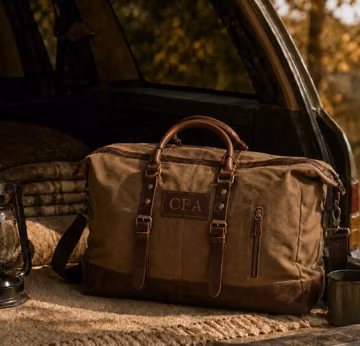 Personalized Leather Canvas Duffle Bag, Groomsmen Weekender Bag, Overnight Bag, Holdall Luggage Bag,Father's Gift,Carry-on Bag,Gifts for Him