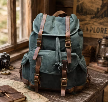 Waxed Canvas Backpack, Handmade Rucksack, School Backpack, Mens Laptop Backpack, Large Travel Backpack, Christmas Gifts, Dad Birthday Gifts