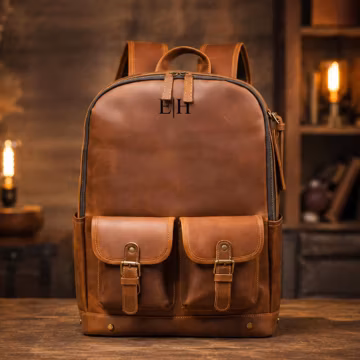 Personalized Full Grain Leather Backpack, 15 Inches Laptop Bag, Hiking Backpack, Gift for Colleagues, Christmas Gift, Gift for Him, Dad Gift