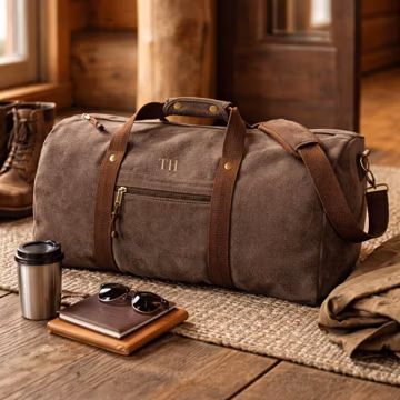 Personalised Holdall Bag, Mens Weekend Bag, Monogram Duffle Bag, Canvas Travel Bag, Groomsman Gift, Overnight Bag, Custom Initials Bag